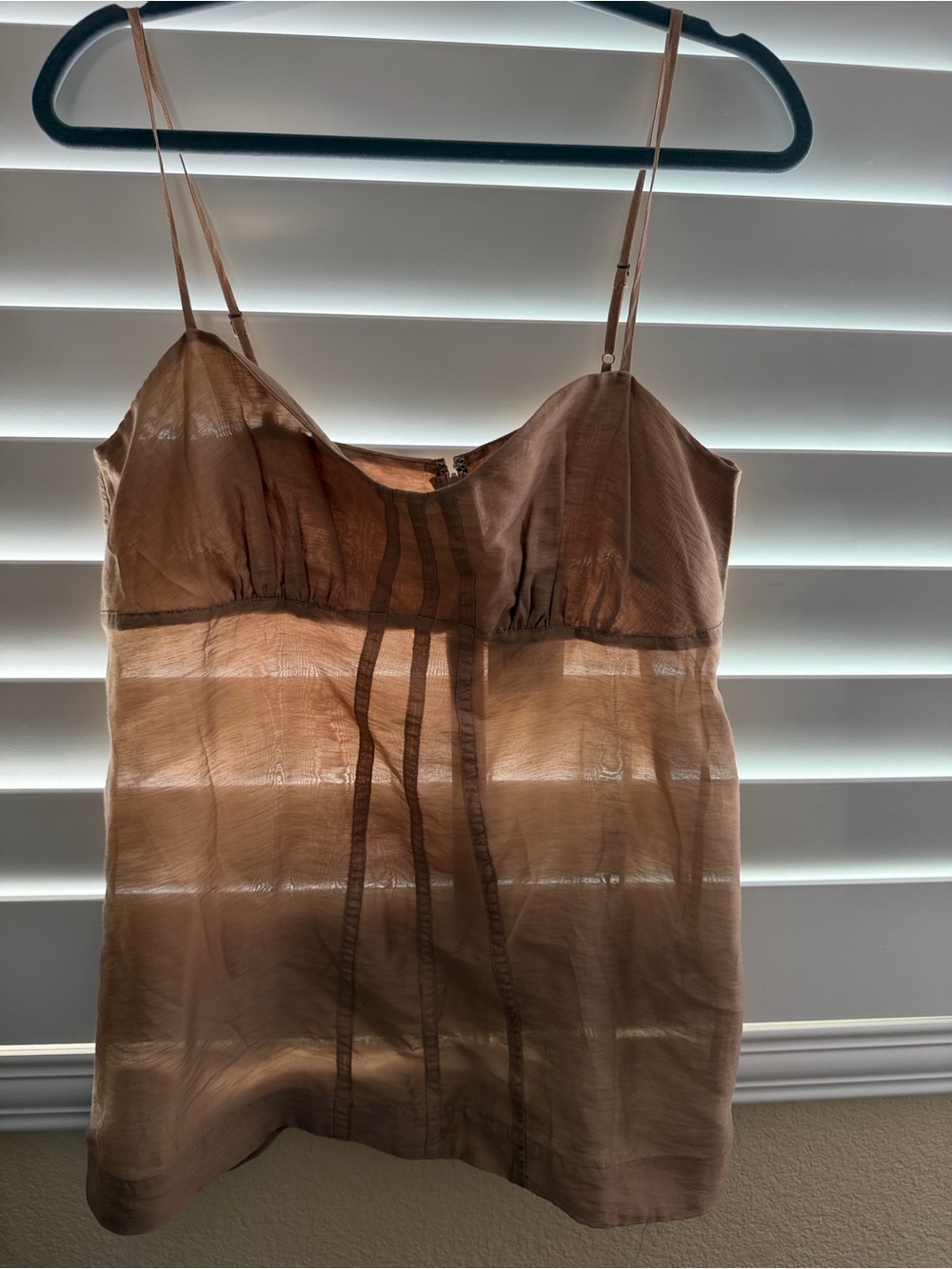 H&M Sheer Slip Cami in Taupe Brown